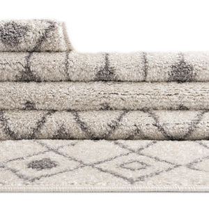 Ivory and Gray 7' 10 x 7' 10 Tribal Trellis Round Area Rug Geometric Southwestern Inspired Durable Carpet for Home Interior Design for Sale at Rug Engine