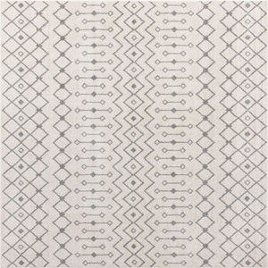 Ivory and Gray 10' x 10' Tribal Trellis Square Area Rug Geometric Southwestern Inspired Durable Carpet for Home Interior Design for Sale at Rug Engine