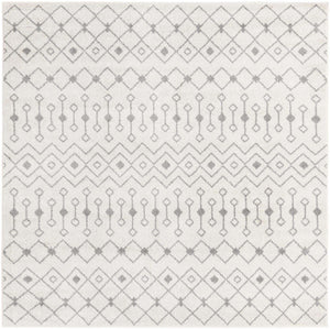Ivory and Gray 7' 10 x 7' 10 Tribal Trellis Square Area Rug Geometric Southwestern Inspired Durable Carpet for Home Interior Design for Sale at Rug Engine
