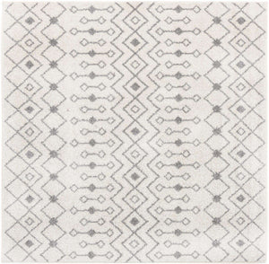 Ivory and Gray 6' 1 x 6' 1 Tribal Trellis Square Area Rug Geometric Southwestern Inspired Durable Carpet for Home Interior Design for Sale at Rug Engine