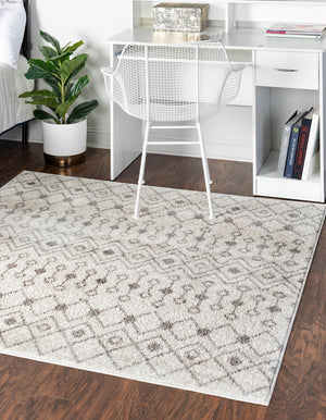 Ivory and Gray 3' 1 x 3' 1 Tribal Trellis Square Area Rug Geometric Southwestern Inspired Durable Carpet for Home Interior Design for Sale at Rug Engine