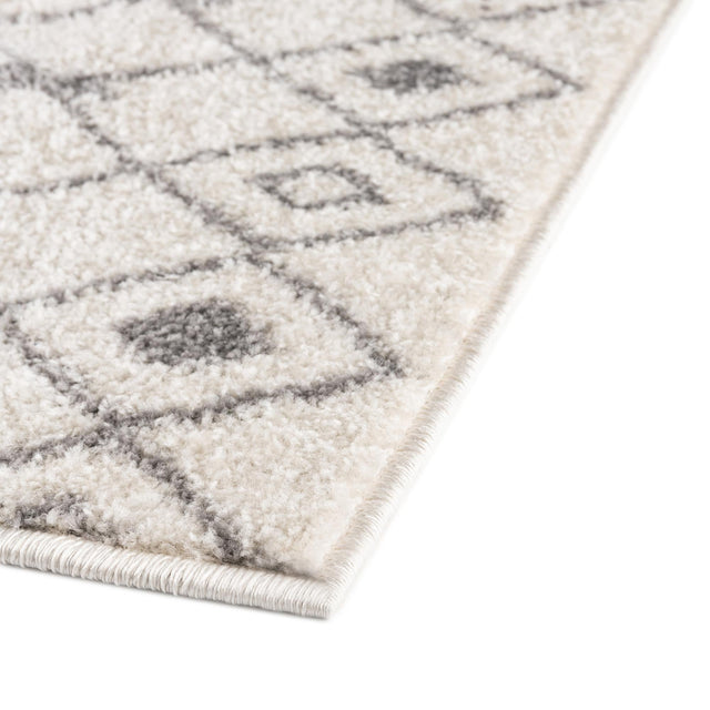 Ivory and Gray 2' x 6' 1 Tribal Trellis Runner Area Rug Geometric Southwestern Inspired Durable Carpet for Home Interior Design for Sale at Rug Engine