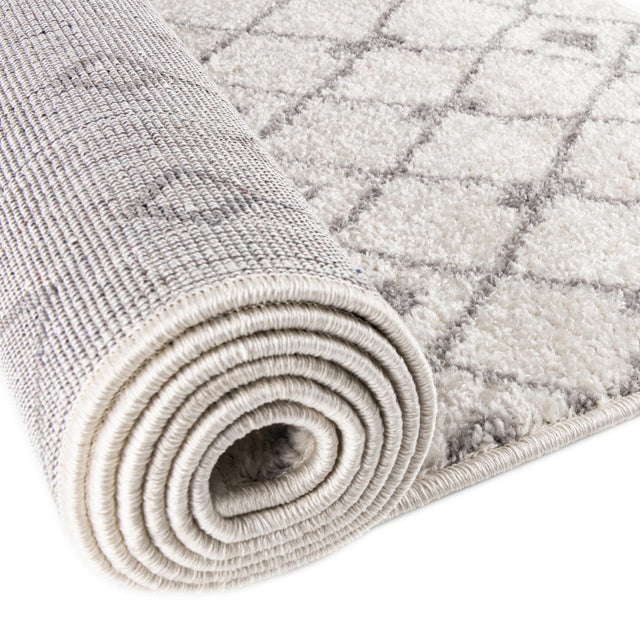 Ivory and Gray 2' 7 x 12' Tribal Trellis Runner Area Rug Geometric Southwestern Inspired Durable Carpet for Home Interior Design for Sale at Rug Engine