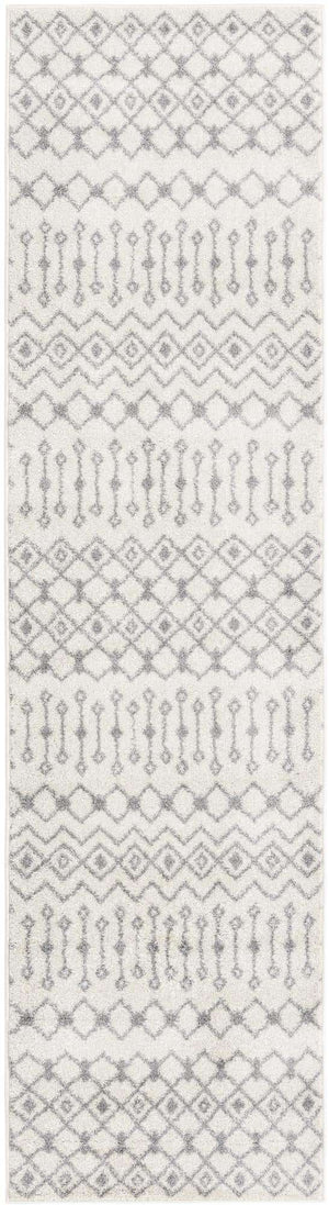 Ivory and Gray 2' 7 x 10' Tribal Trellis Runner Area Rug Geometric Southwestern Inspired Durable Carpet for Home Interior Design for Sale at Rug Engine