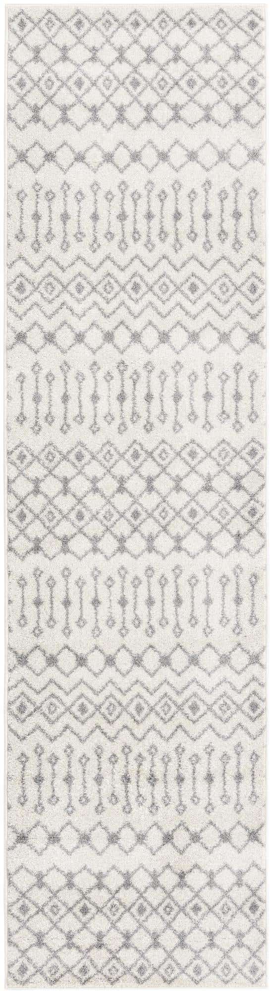 Ivory and Gray 2' 7 x 10' Tribal Trellis Runner Area Rug Geometric Southwestern Inspired Durable Carpet for Home Interior Design for Sale at Rug Engine