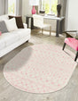 Ivory and Pink 4' x 6' Tribal Trellis Oval Area Rug Geometric Southwestern Inspired Durable Carpet for Home Interior Design for Sale at Rug Engine