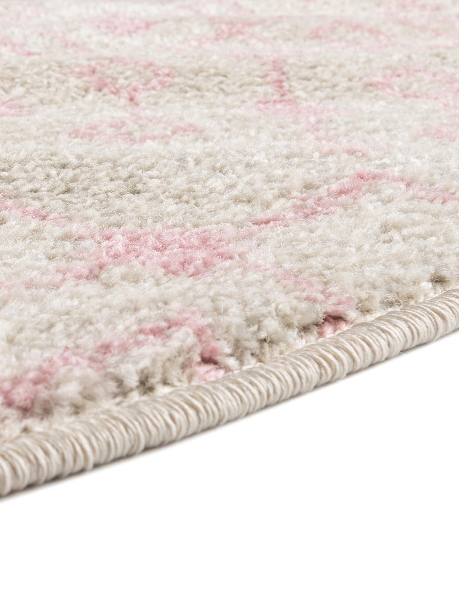 Ivory and Pink 10' x 10' Tribal Trellis Round Area Rug Geometric Southwestern Inspired Durable Carpet for Home Interior Design for Sale at Rug Engine