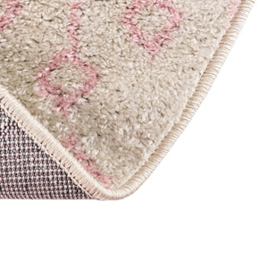 Ivory and Pink 10' x 10' Tribal Trellis Round Area Rug Geometric Southwestern Inspired Durable Carpet for Home Interior Design for Sale at Rug Engine