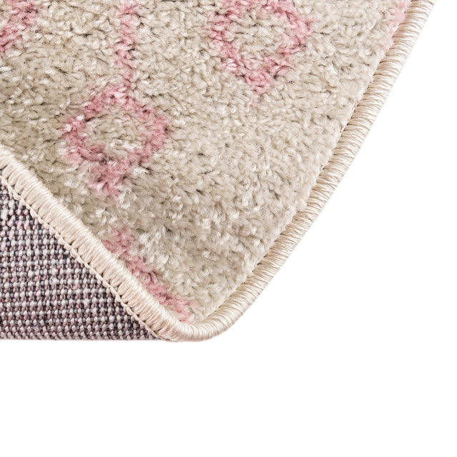 Ivory and Pink 10' x 10' Tribal Trellis Round Area Rug Geometric Southwestern Inspired Durable Carpet for Home Interior Design for Sale at Rug Engine