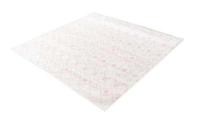 Ivory and Pink 5' 3 x 5' 3 Tribal Trellis Square Area Rug Geometric Southwestern Inspired Durable Carpet for Home Interior Design for Sale at Rug Engine
