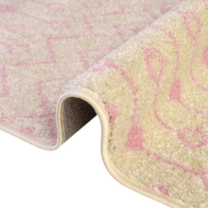 Ivory and Pink 4' x 4' Tribal Trellis Square Area Rug Geometric Southwestern Inspired Durable Carpet for Home Interior Design for Sale at Rug Engine