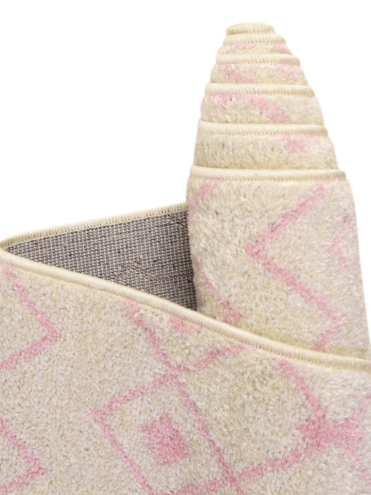 Ivory and Pink 3' 3 x 3' 3 Tribal Trellis Square Area Rug Geometric Southwestern Inspired Durable Carpet for Home Interior Design for Sale at Rug Engine