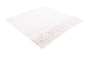 Ivory and Pink 5' 3 x 5' 3 Tribal Trellis Square Area Rug Geometric Southwestern Inspired Durable Carpet for Home Interior Design for Sale at Rug Engine