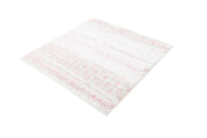 Ivory and Pink 3' 3 x 3' 3 Tribal Trellis Square Area Rug Geometric Southwestern Inspired Durable Carpet for Home Interior Design for Sale at Rug Engine