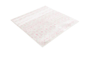 Ivory and Pink 3' 3 x 3' 3 Tribal Trellis Square Area Rug Geometric Southwestern Inspired Durable Carpet for Home Interior Design for Sale at Rug Engine