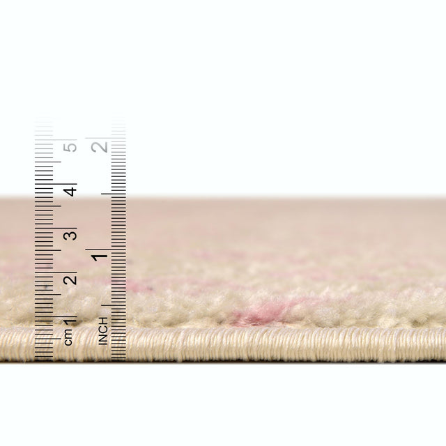 Ivory and Pink 2' x 5' Tribal Trellis Runner Area Rug Geometric Southwestern Inspired Durable Carpet for Home Interior Design for Sale at Rug Engine