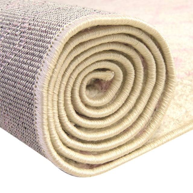 Ivory and Pink 2' x 6' Tribal Trellis Runner Area Rug Geometric Southwestern Inspired Durable Carpet for Home Interior Design for Sale at Rug Engine