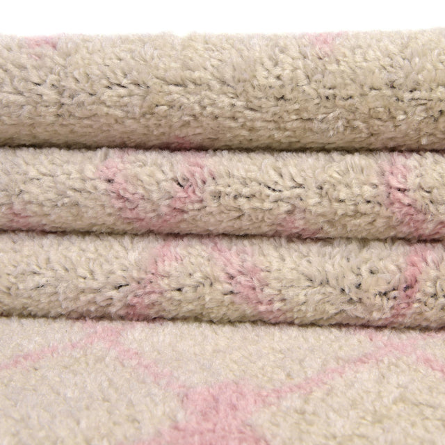 Ivory and Pink 3' 3 x 16' 5 Tribal Trellis Runner Area Rug Geometric Southwestern Inspired Durable Carpet for Home Interior Design for Sale at Rug Engine