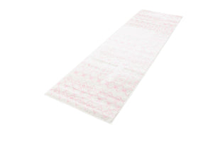Ivory and Pink 2' x 7' Tribal Trellis Runner Area Rug Geometric Southwestern Inspired Durable Carpet for Home Interior Design for Sale at Rug Engine