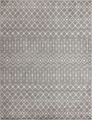 Gray 10' 8 x 14' Tribal Trellis Rectangle Area Rug Geometric Southwestern Inspired Durable Carpet for Home Interior Design for Sale at Rug Engine