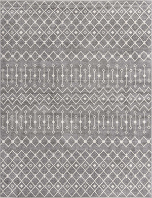 Gray 10' x 13' 1 Tribal Trellis Rectangle Area Rug Geometric Southwestern Inspired Durable Carpet for Home Interior Design for Sale at Rug Engine