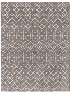 Gray 9' x 12' Tribal Trellis Rectangle Area Rug Geometric Southwestern Inspired Durable Carpet for Home Interior Design for Sale at Rug Engine