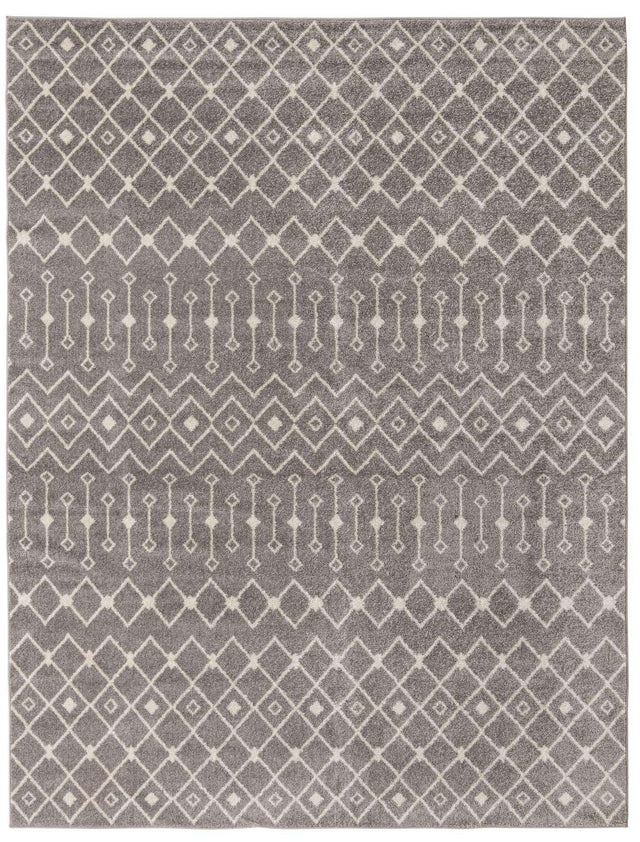Gray 9' x 12' Tribal Trellis Rectangle Area Rug Geometric Southwestern Inspired Durable Carpet for Home Interior Design for Sale at Rug Engine