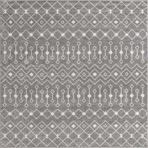 Gray 7' 10 x 10' Tribal Trellis Rectangle Area Rug Geometric Southwestern Inspired Durable Carpet for Home Interior Design for Sale at Rug Engine