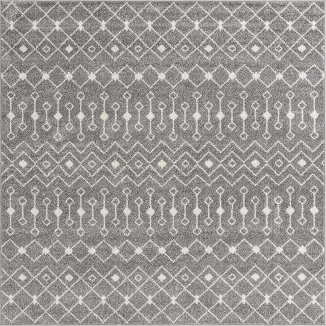 Gray 7' 10 x 10' Tribal Trellis Rectangle Area Rug Geometric Southwestern Inspired Durable Carpet for Home Interior Design for Sale at Rug Engine