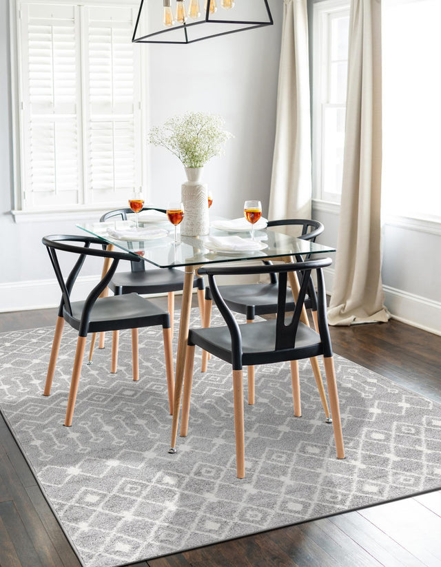 Gray 4' 1 x 6' 1 Tribal Trellis Rectangle Area Rug Geometric Southwestern Inspired Durable Carpet for Home Interior Design for Sale at Rug Engine