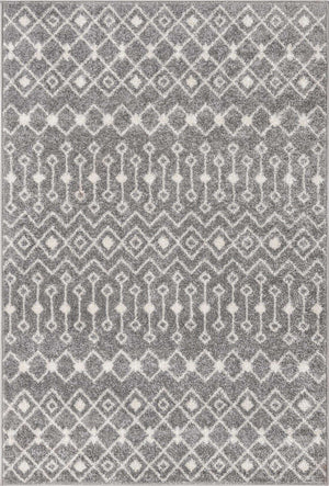 Gray 4' 1 x 6' 1 Tribal Trellis Rectangle Area Rug Geometric Southwestern Inspired Durable Carpet for Home Interior Design for Sale at Rug Engine