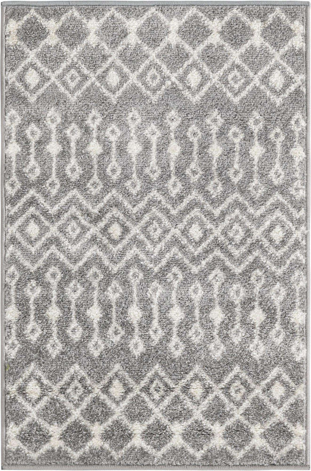 Gray 2' x 3' 1 Tribal Trellis Rectangle Area Rug Geometric Southwestern Inspired Durable Carpet for Home Interior Design for Sale at Rug Engine