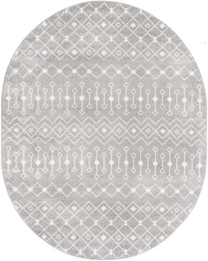 Gray 7' 10 x 10' Tribal Trellis Oval Area Rug Geometric Southwestern Inspired Durable Carpet for Home Interior Design for Sale at Rug Engine