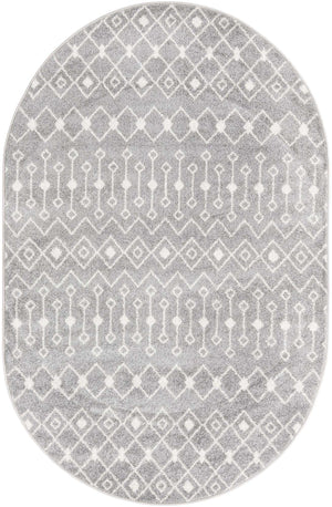 Gray 5' 3 x 8' Tribal Trellis Oval Area Rug Geometric Southwestern Inspired Durable Carpet for Home Interior Design for Sale at Rug Engine