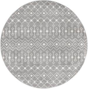 Gray 7' 10 x 7' 10 Tribal Trellis Round Area Rug Geometric Southwestern Inspired Durable Carpet for Home Interior Design for Sale at Rug Engine