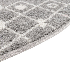 Gray 10' x 10' Tribal Trellis Round Area Rug Geometric Southwestern Inspired Durable Carpet for Home Interior Design for Sale at Rug Engine