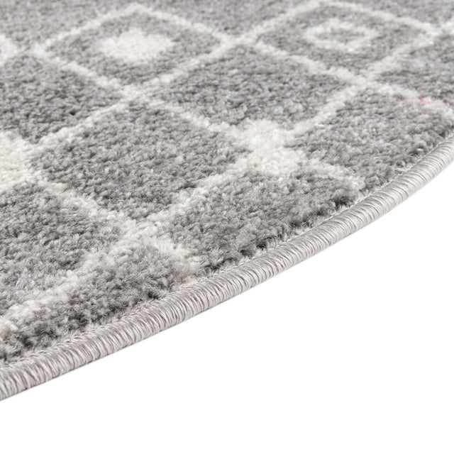Gray 7' 10 x 7' 10 Tribal Trellis Round Area Rug Geometric Southwestern Inspired Durable Carpet for Home Interior Design for Sale at Rug Engine