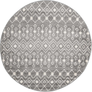Gray 5' 3 x 5' 3 Tribal Trellis Round Area Rug Geometric Southwestern Inspired Durable Carpet for Home Interior Design for Sale at Rug Engine