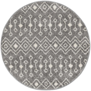 Gray 3' 1 x 3' 1 Tribal Trellis Round Area Rug Geometric Southwestern Inspired Durable Carpet for Home Interior Design for Sale at Rug Engine