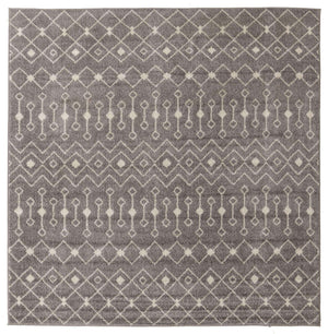 Gray 7' 10 x 7' 10 Tribal Trellis Square Area Rug Geometric Southwestern Inspired Durable Carpet for Home Interior Design for Sale at Rug Engine