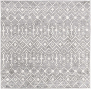 Gray 6' 1 x 6' 1 Tribal Trellis Square Area Rug Geometric Southwestern Inspired Durable Carpet for Home Interior Design for Sale at Rug Engine