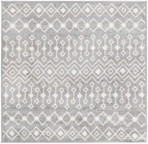 Gray 4' 1 x 4' 1 Tribal Trellis Square Area Rug Geometric Southwestern Inspired Durable Carpet for Home Interior Design for Sale at Rug Engine