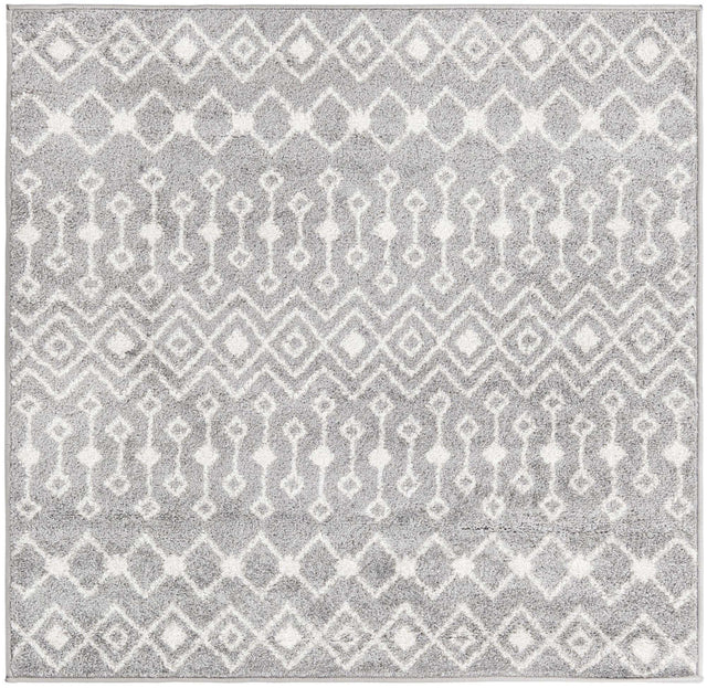 Gray 4' 1 x 4' 1 Tribal Trellis Square Area Rug Geometric Southwestern Inspired Durable Carpet for Home Interior Design for Sale at Rug Engine