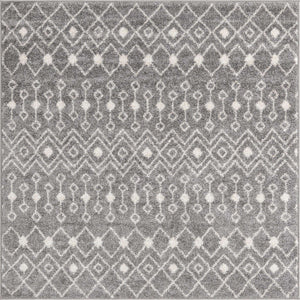 Gray 5' 3 x 5' 3 Tribal Trellis Square Area Rug Geometric Southwestern Inspired Durable Carpet for Home Interior Design for Sale at Rug Engine
