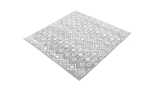 Gray 3' 1 x 3' 1 Tribal Trellis Square Area Rug Geometric Southwestern Inspired Durable Carpet for Home Interior Design for Sale at Rug Engine