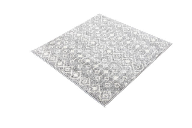 Gray 3' 1 x 3' 1 Tribal Trellis Square Area Rug Geometric Southwestern Inspired Durable Carpet for Home Interior Design for Sale at Rug Engine