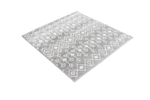 Gray 3' 1 x 3' 1 Tribal Trellis Square Area Rug Geometric Southwestern Inspired Durable Carpet for Home Interior Design for Sale at Rug Engine