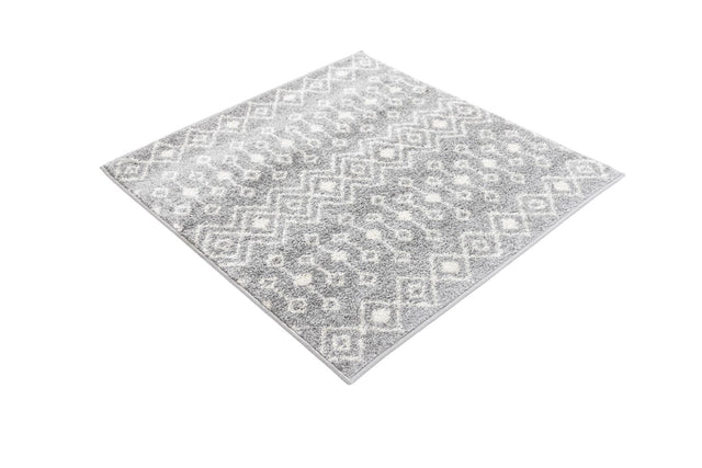 Gray 3' 1 x 3' 1 Tribal Trellis Square Area Rug Geometric Southwestern Inspired Durable Carpet for Home Interior Design for Sale at Rug Engine