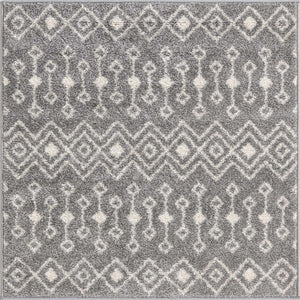 Gray 3' 1 x 3' 1 Tribal Trellis Square Area Rug Geometric Southwestern Inspired Durable Carpet for Home Interior Design for Sale at Rug Engine