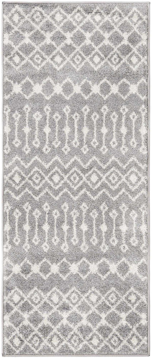 Gray 2' x 5' 3 Tribal Trellis Runner Area Rug Geometric Southwestern Inspired Durable Carpet for Home Interior Design for Sale at Rug Engine